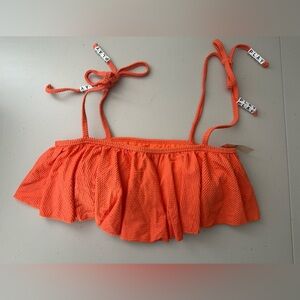 Aerie Bright Orange Ruffled Bikini Top